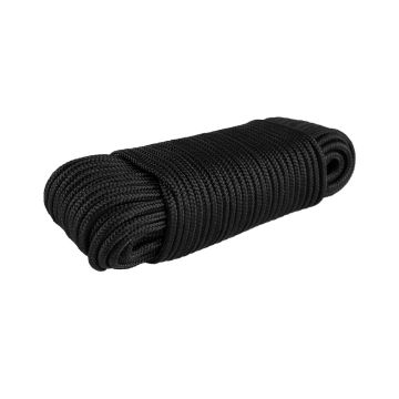 Polyester koord. zwart 6mm L = 30 m