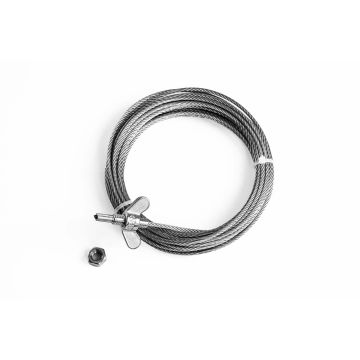 Staalkabel RVS 3mm. met persbus en vleugelmoer L = 6.50 m